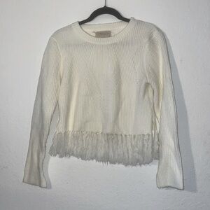 MOON RIVER white bottom fringe knit sweater